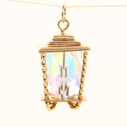 Vintage 9ct Lantern Charm Hallmarked Clear Gem Hallmarked Yellow Gold Pendant