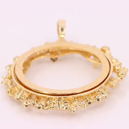 Vintage 9ct Hallmarked Gold Full Sovereign Coin Frame Pendant Mount Holder Charm