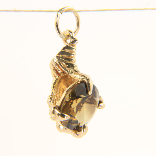 Vintage 9ct Gold Citrine Claw Pendant – Hallmarked Yellow Gold Charm