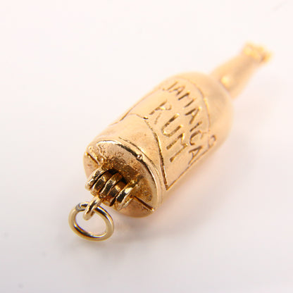 Vintage 9ct Pirate Ship Rum Bottle Gold Opening Charm Ship in a Bottle Hallmarked Yellow Gold Pendant