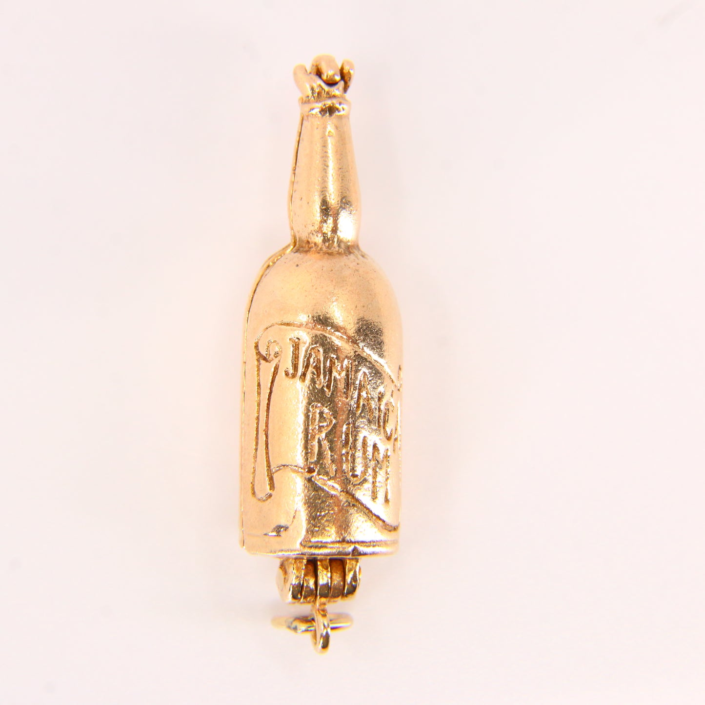 Vintage 9ct Pirate Ship Rum Bottle Gold Opening Charm Ship in a Bottle Hallmarked Yellow Gold Pendant