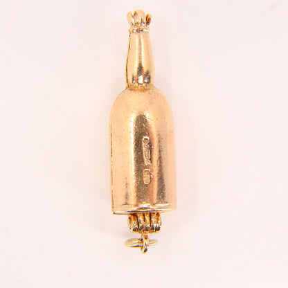 Vintage 9ct Pirate Ship Rum Bottle Gold Opening Charm Ship in a Bottle Hallmarked Yellow Gold Pendant