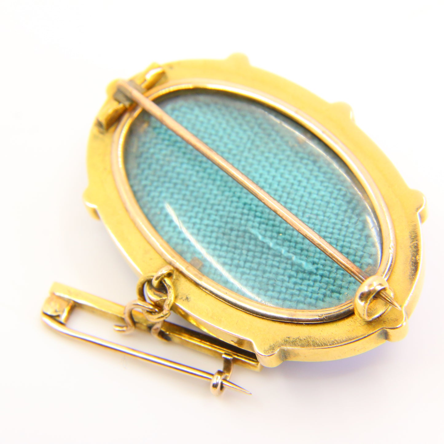 Antique 18ct Victorian Blue Enamel Pearl Locket Mourning Brooch Unmarked Yellow Gold