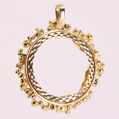 Vintage 9ct Hallmarked Gold Full Sovereign Coin Frame Pendant Mount Holder Charm