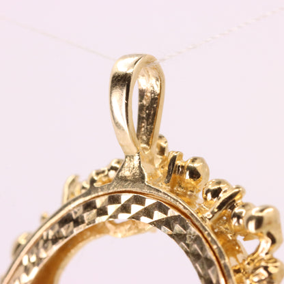 Vintage 9ct Hallmarked Gold Full Sovereign Coin Frame Pendant Mount Holder Charm