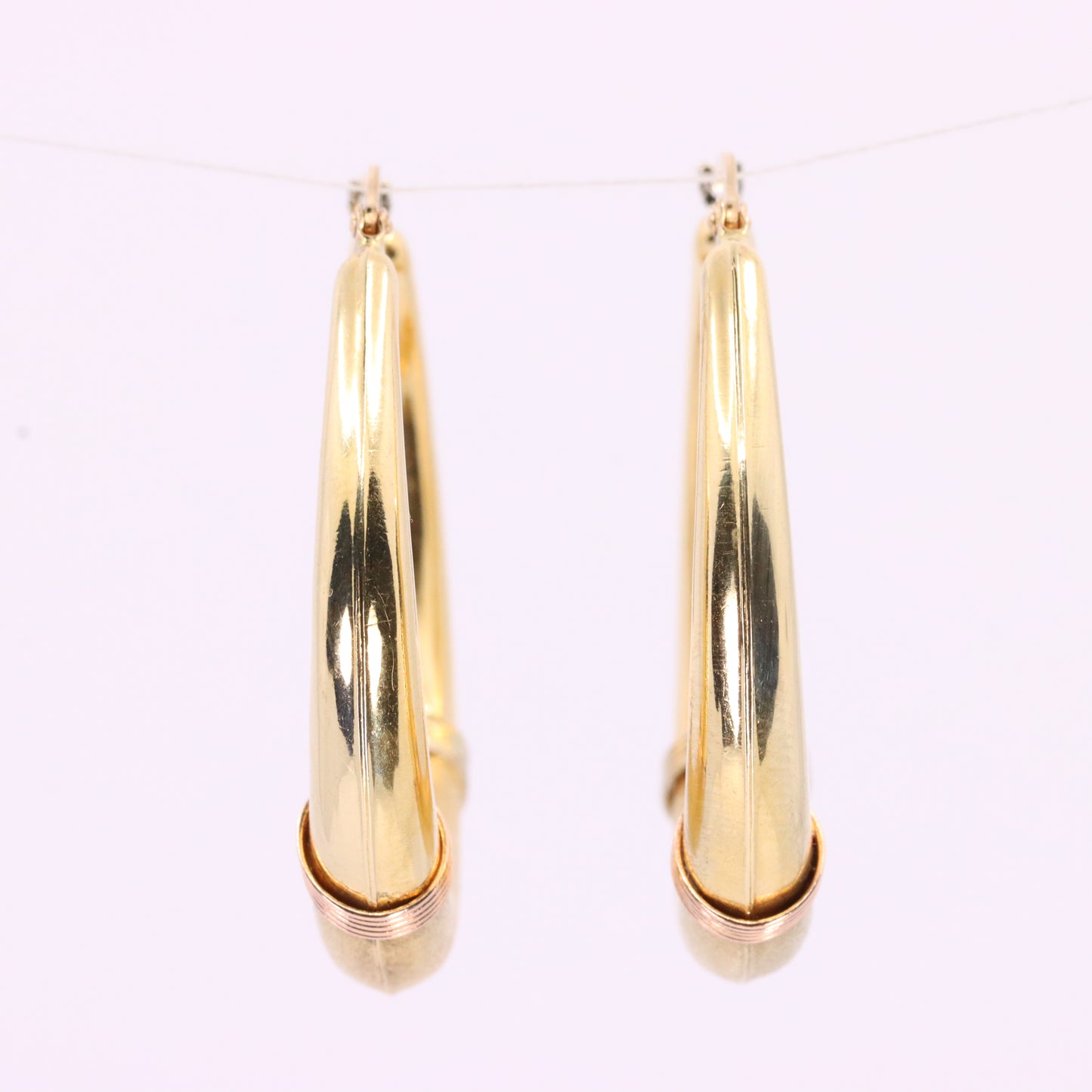 Vintage 14ct Gold Italian Hoop Earrings Medium Oval Creole Earrings Boxed Gift