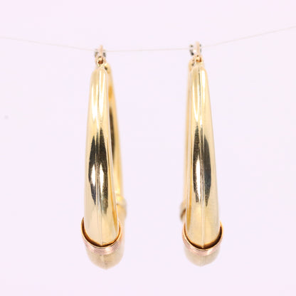Vintage 14ct Gold Italian Hoop Earrings Medium Oval Creole Earrings Boxed Gift