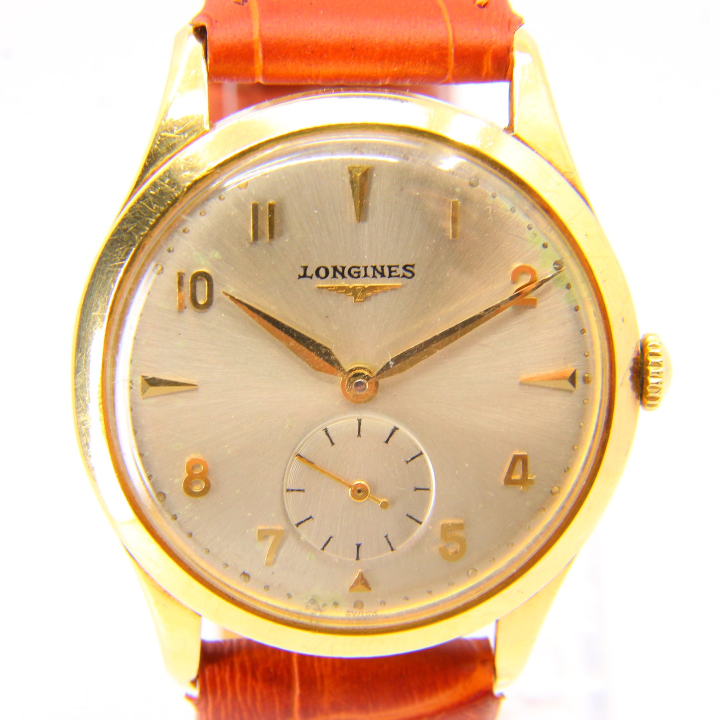 Vintage 1960 Automatikuhr Herren Longines 18 Karat Gold Armbanduhr Leder