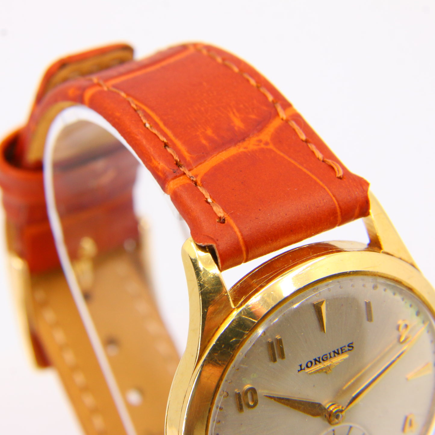 Vintage 1960 Automatikuhr Herren Longines 18 Karat Gold Armbanduhr Leder