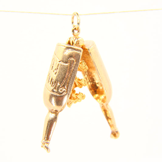 Vintage 9ct Pirate Ship Rum Bottle Gold Opening Charm Ship in a Bottle Hallmarked Yellow Gold Pendant