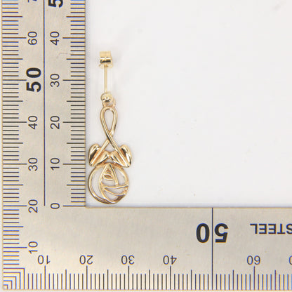 Vintage 9ct Hallmarked Yellow Gold Rennie Mackintosh Drop Earrings Boxed Gift