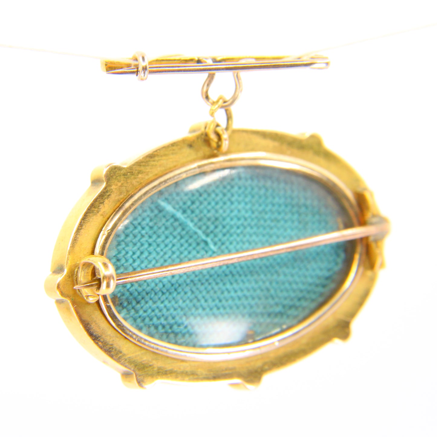 Antique 18ct Victorian Blue Enamel Pearl Locket Mourning Brooch Unmarked Yellow Gold