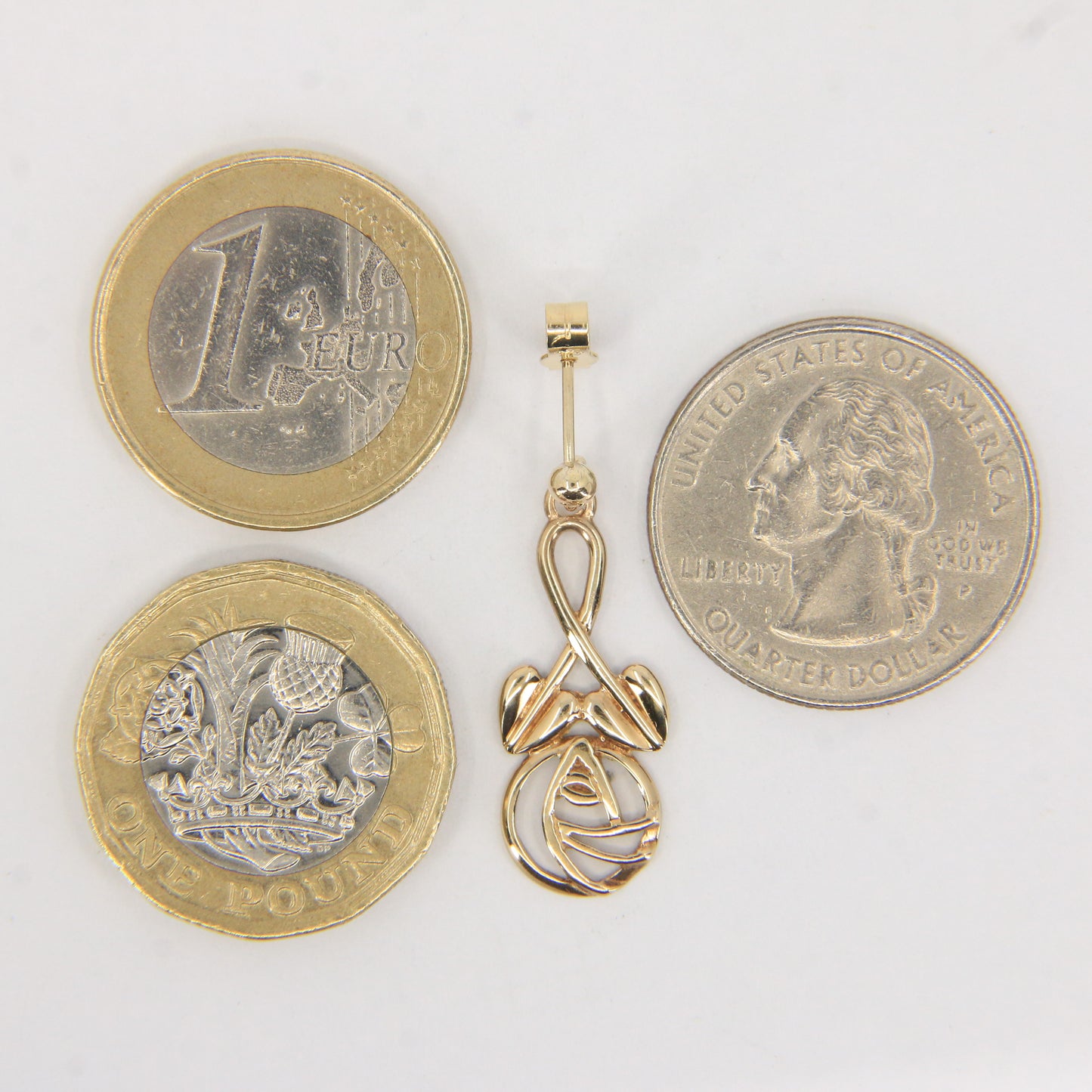 Vintage 9ct Hallmarked Yellow Gold Rennie Mackintosh Drop Earrings Boxed Gift