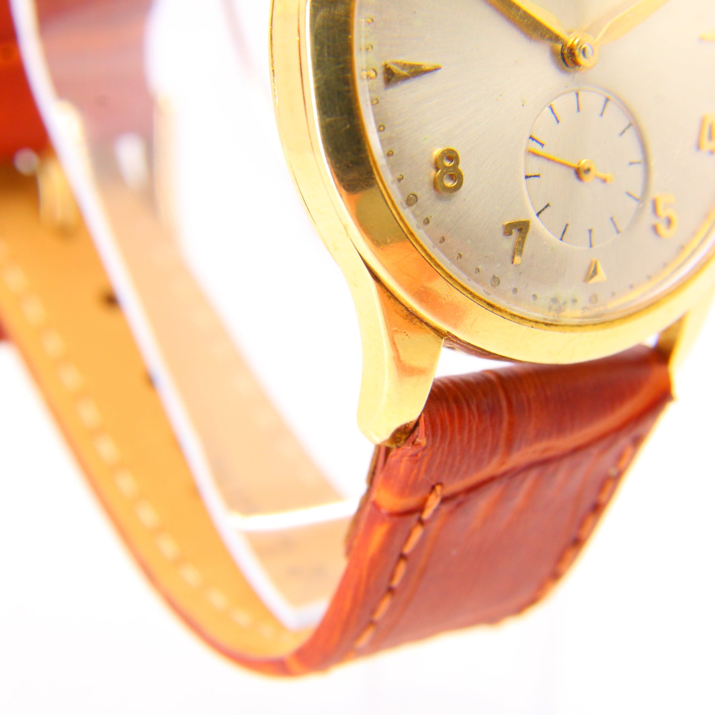 Vintage 1960 Automatikuhr Herren Longines 18 Karat Gold Armbanduhr Leder