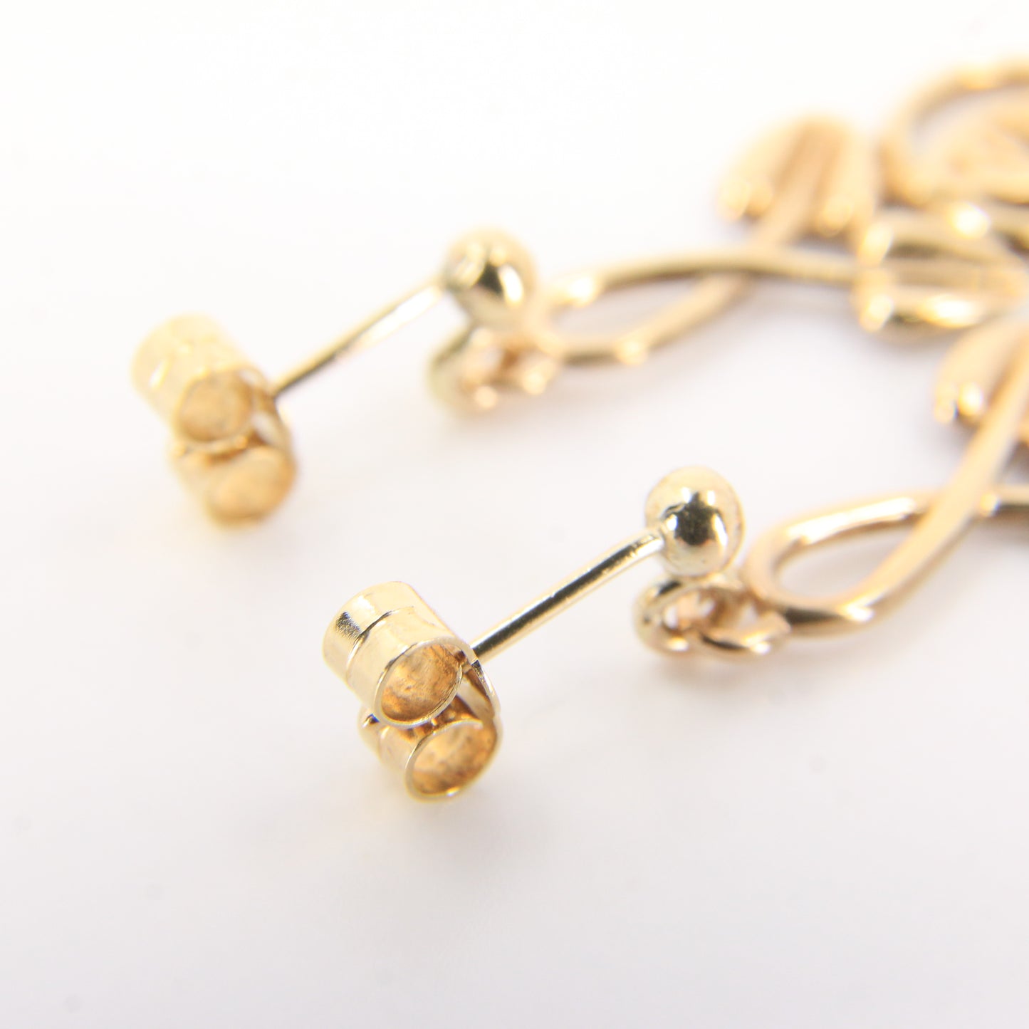 Vintage 9ct Hallmarked Yellow Gold Rennie Mackintosh Drop Earrings Boxed Gift