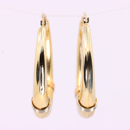 Vintage 14ct Gold Italian Hoop Earrings Medium Oval Creole Earrings Boxed Gift