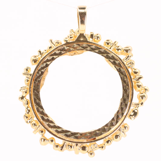 Vintage 9ct Hallmarked Gold Full Sovereign Coin Frame Pendant Mount Holder Charm