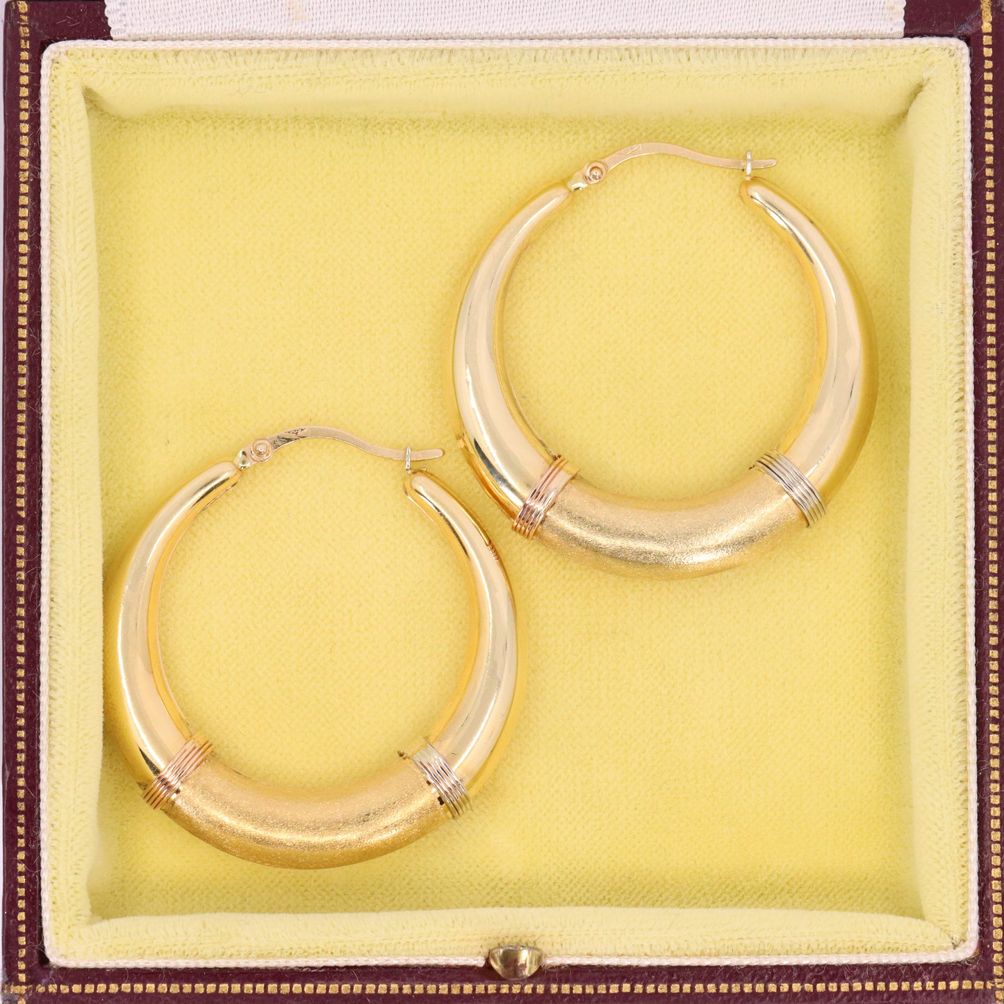 Vintage 14ct Gold Italian Hoop Earrings Medium Oval Creole Earrings Boxed Gift