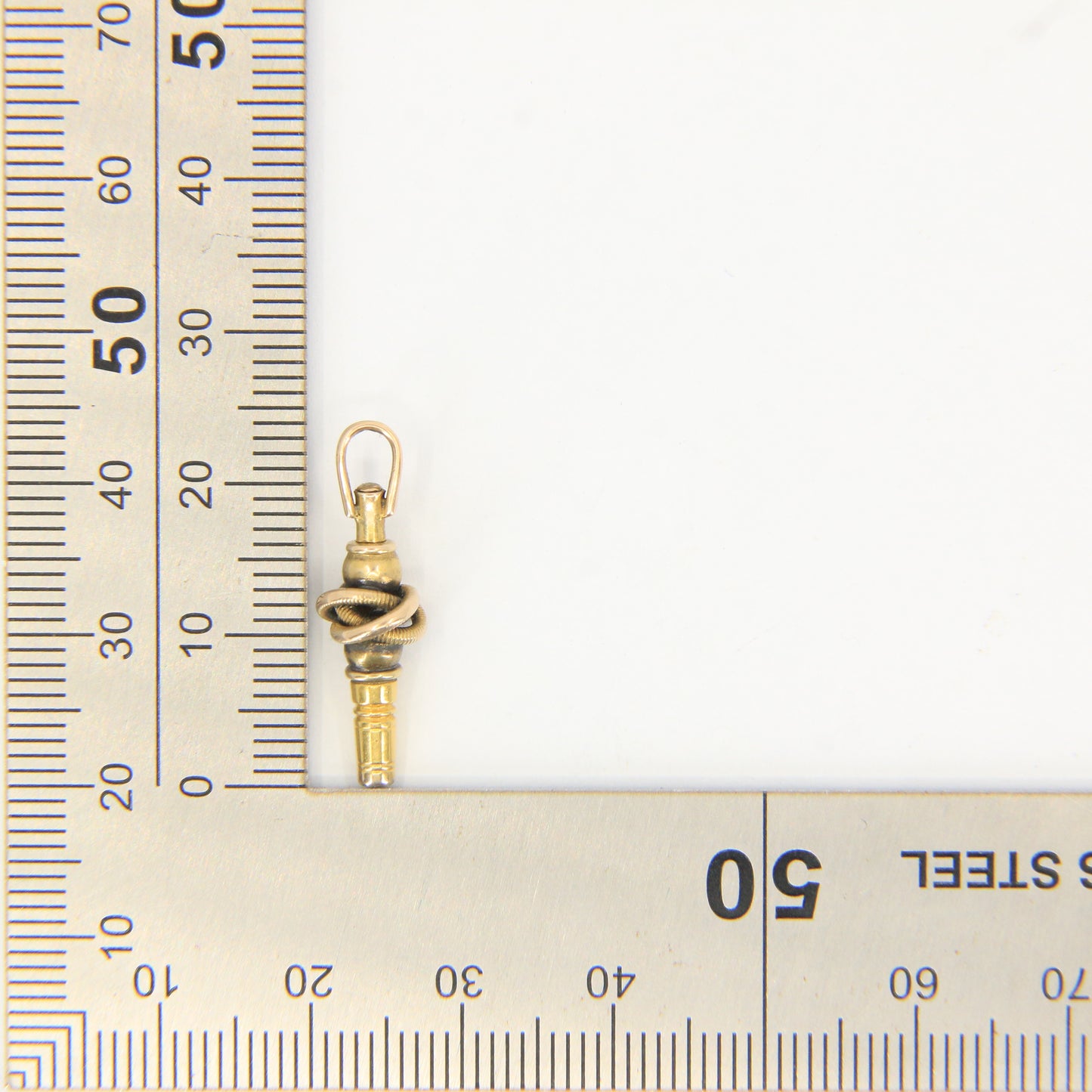 Antique 14ct & 9ct Gold Watch Key Square End Ornate Knot Design Pendant