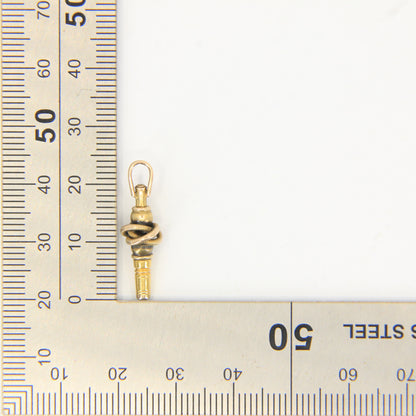 Antique 14ct & 9ct Gold Watch Key Square End Ornate Knot Design Pendant