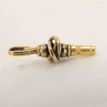 Antique 14ct & 9ct Gold Watch Key Square End Ornate Knot Design Pendant