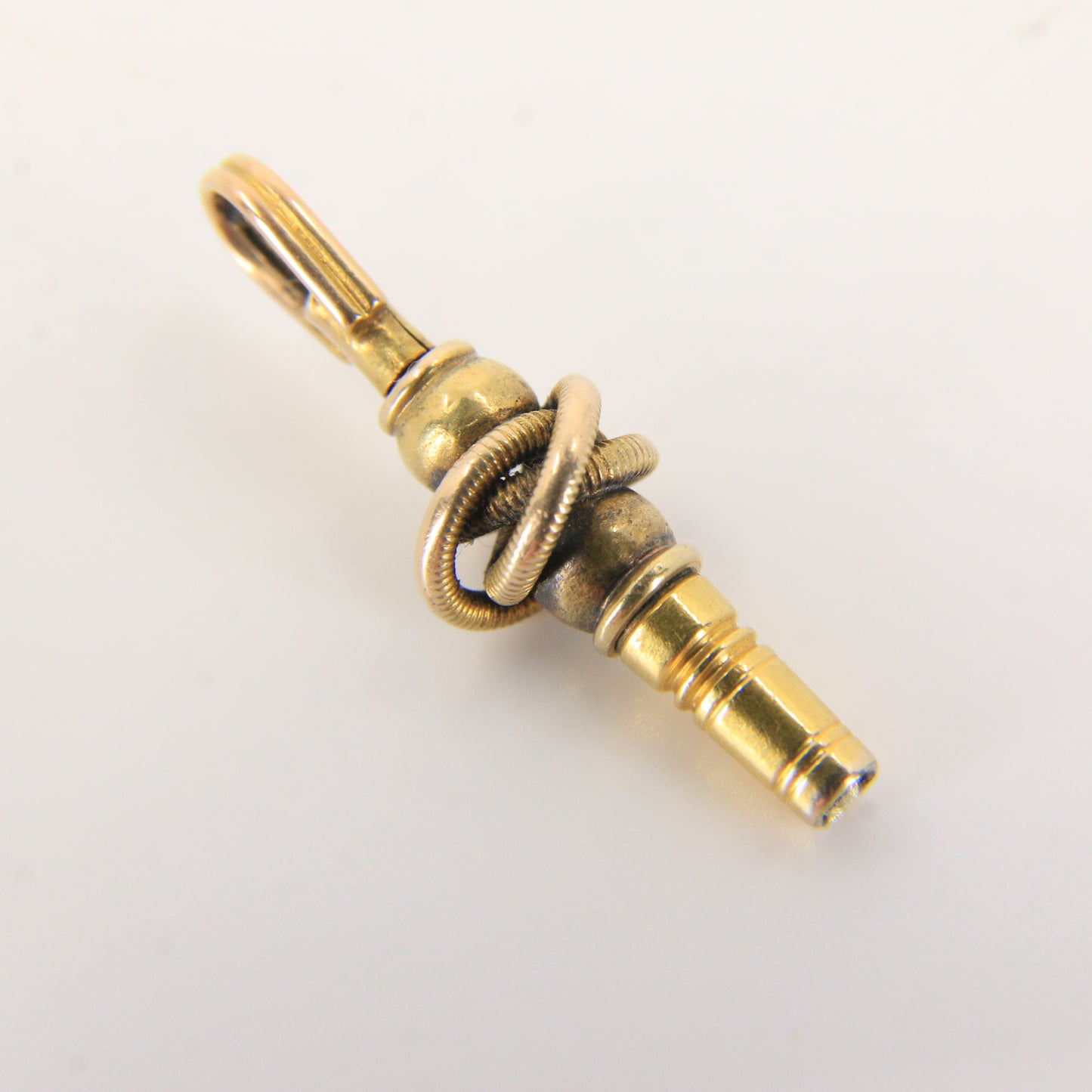 Antique 14ct & 9ct Gold Watch Key Square End Ornate Knot Design Pendant