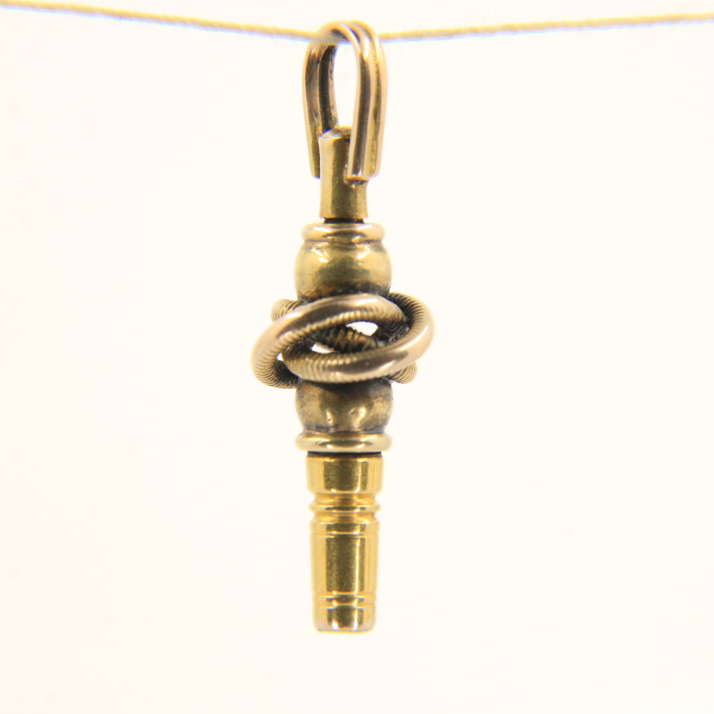 Antique 14ct & 9ct Gold Watch Key Square End Ornate Knot Design Pendant