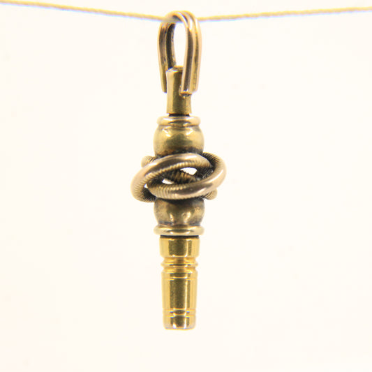 Antique 14ct & 9ct Gold Watch Key Square End Ornate Knot Design Pendant
