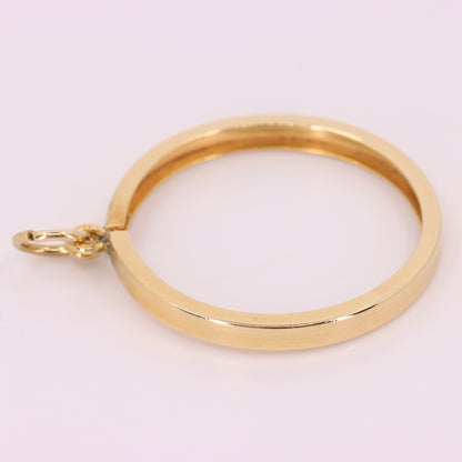 Vintage 9ct Hallmarked Gold Full Sovereign Coin Ring Pendant Mount Holder Frame