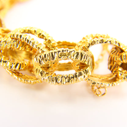 Vintage 1970s London 9ct Chain Link Bracelet Textured Yellow Gold Hallmarked Boxed