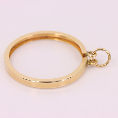 Vintage 9ct Hallmarked Gold Full Sovereign Coin Ring Pendant Mount Holder Frame