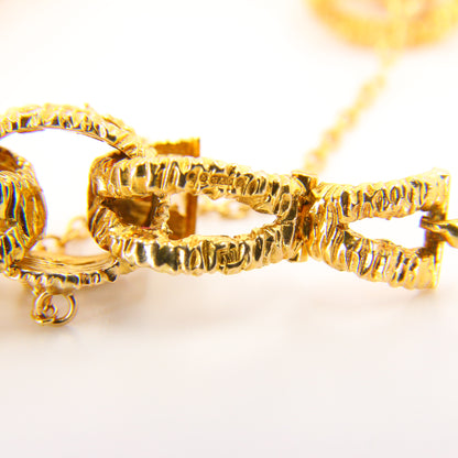 Vintage 1970s London 9ct Chain Link Bracelet Textured Yellow Gold Hallmarked Boxed