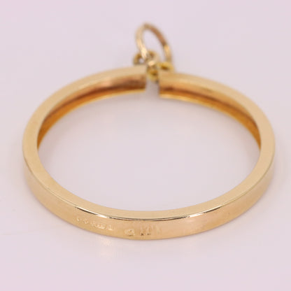Vintage 9ct Hallmarked Gold Full Sovereign Coin Ring Pendant Mount Holder Frame