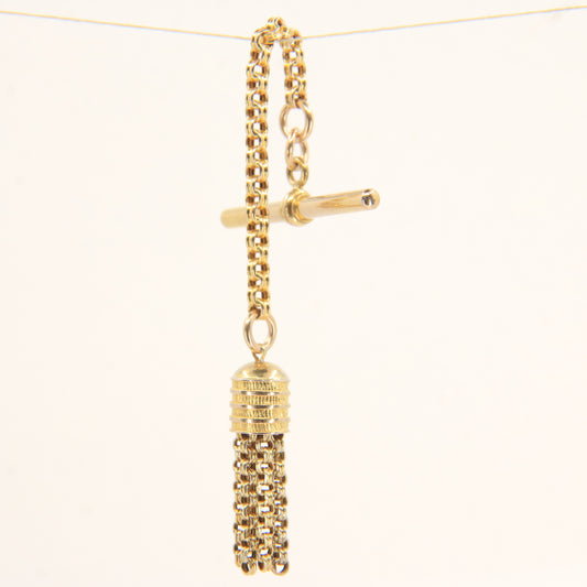 Antique 9ct Solid Gold Tassel T-Bar – Part Albertina Watch Chain Drop