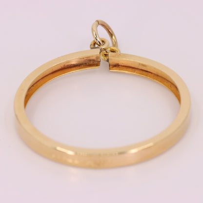 Vintage 9ct Hallmarked Gold Full Sovereign Coin Ring Pendant Mount Holder Frame
