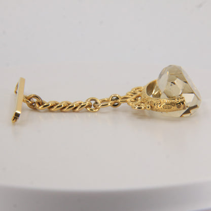 Antique 9ct Hallmarked Gold Spinner Fob – Citrine Brooch & Chain