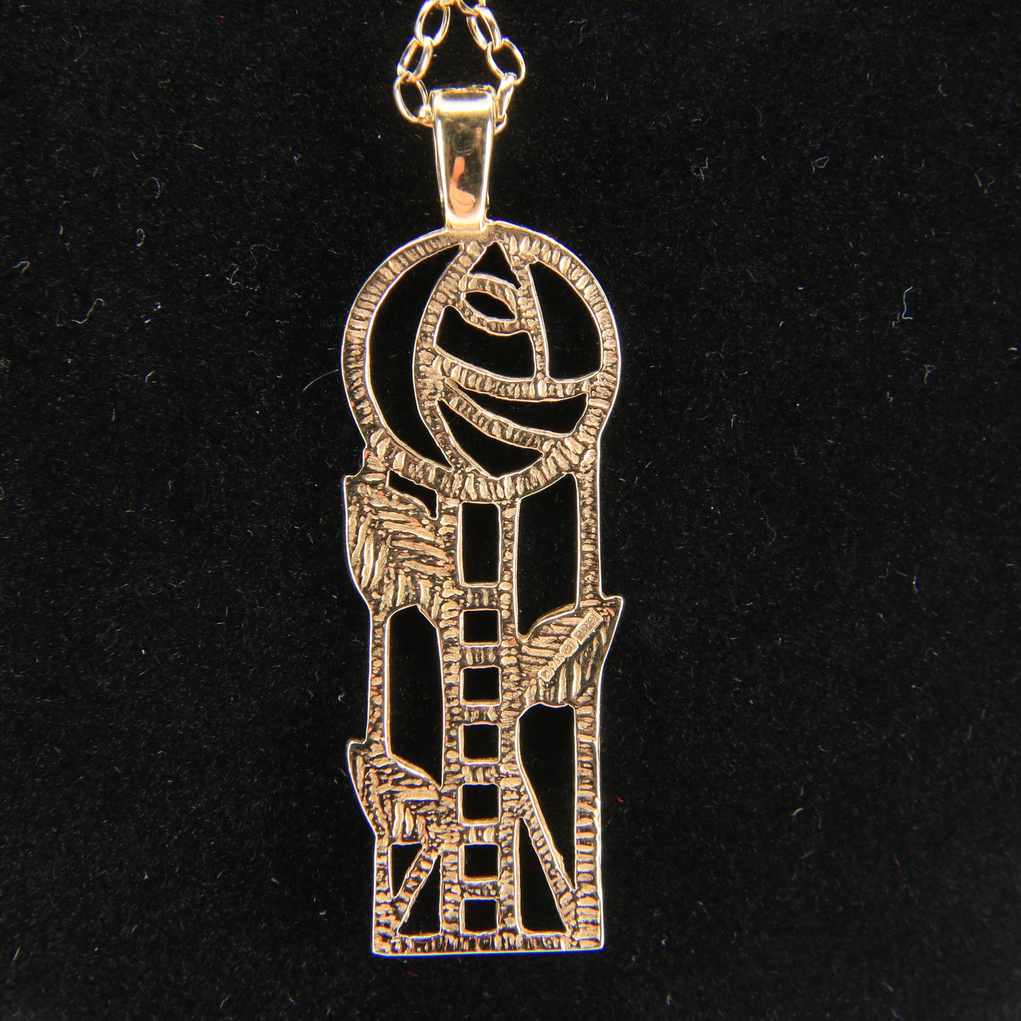 Vintage 9ct Hallmarked Yellow Gold Rennie Mackintosh Pendant Necklace 18 Inch Boxed Gift