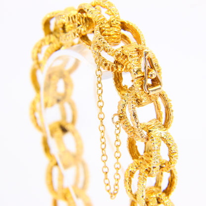 Vintage 1970s London 9ct Chain Link Bracelet Textured Yellow Gold Hallmarked Boxed