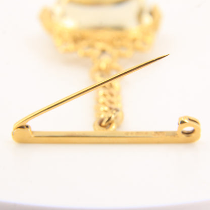 Antique 9ct Hallmarked Gold Spinner Fob – Citrine Brooch & Chain