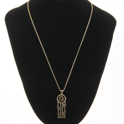 Vintage 9ct Hallmarked Yellow Gold Rennie Mackintosh Pendant Necklace 18 Inch Boxed Gift