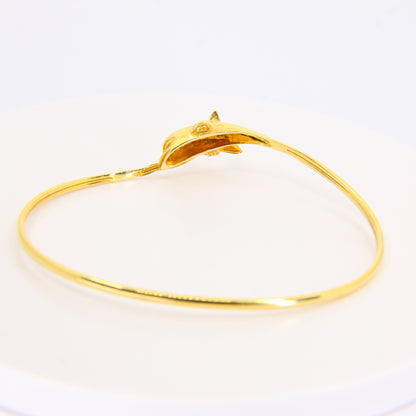 Vintage 14k Dolphin Bracelet Bangel 585 Yellow Gold Boxed Animal Fine Jewellery