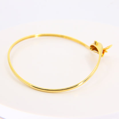 Vintage 14k Dolphin Bracelet Bangel 585 Yellow Gold Boxed Animal Fine Jewellery