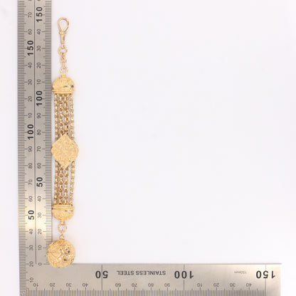 Antique 9ct Solid Gold Albertina Chain – 6" Floral Ball Fob Drop