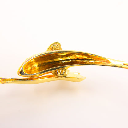 Vintage 14k Dolphin Bracelet Bangel 585 Yellow Gold Boxed Animal Fine Jewellery