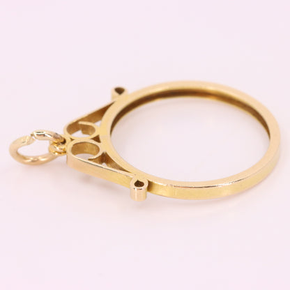 Vintage 9ct Hallmarked Gold Half Sovereign Coin Frame Pendant Mount Holder Charm