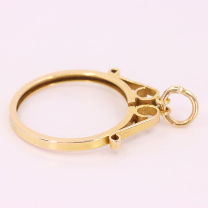 Vintage 9ct Hallmarked Gold Half Sovereign Coin Frame Pendant Mount Holder Charm