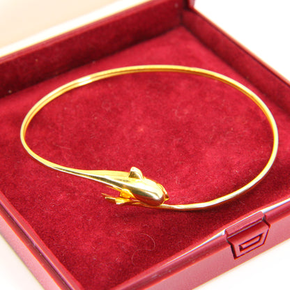 Vintage 14k Dolphin Bracelet Bangel 585 Yellow Gold Boxed Animal Fine Jewellery