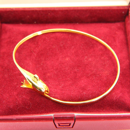 Vintage 14k Dolphin Bracelet Bangel 585 Yellow Gold Boxed Animal Fine Jewellery