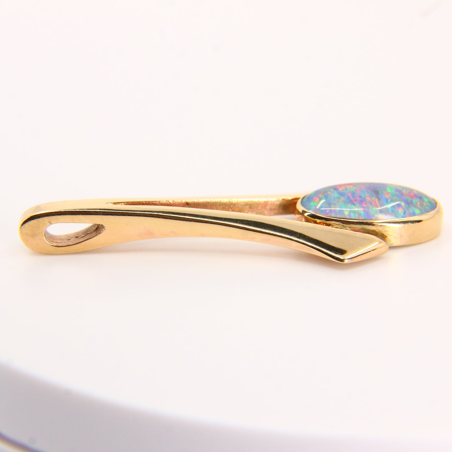 Vintage 9ct Blue Opal Pendant Hallmarked 9 Carat Yellow Gold Charm