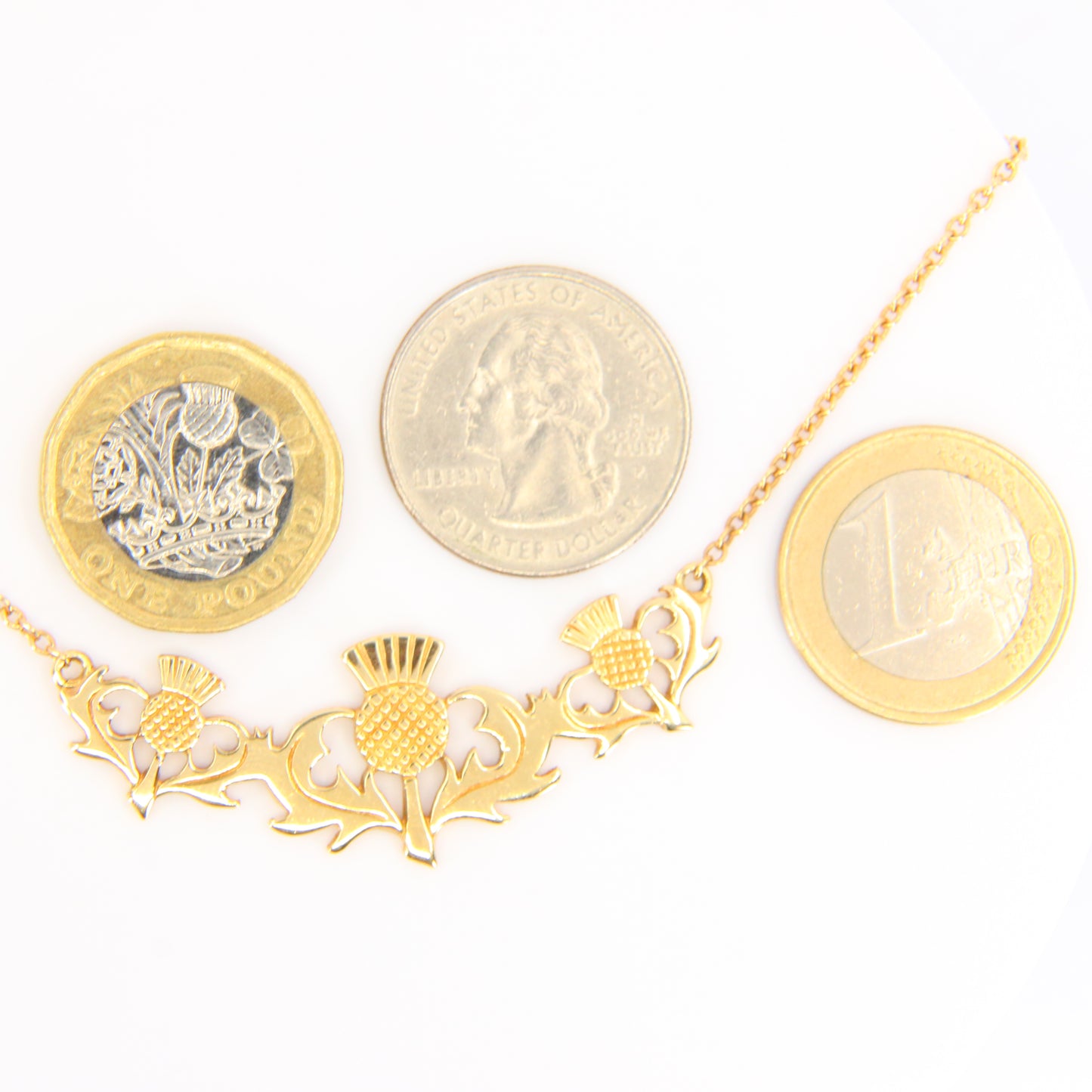 Vintage 9ct Scottish Thistle Hallmarked Yellow Gold Jewellery Set Pendant Necklace Earrings